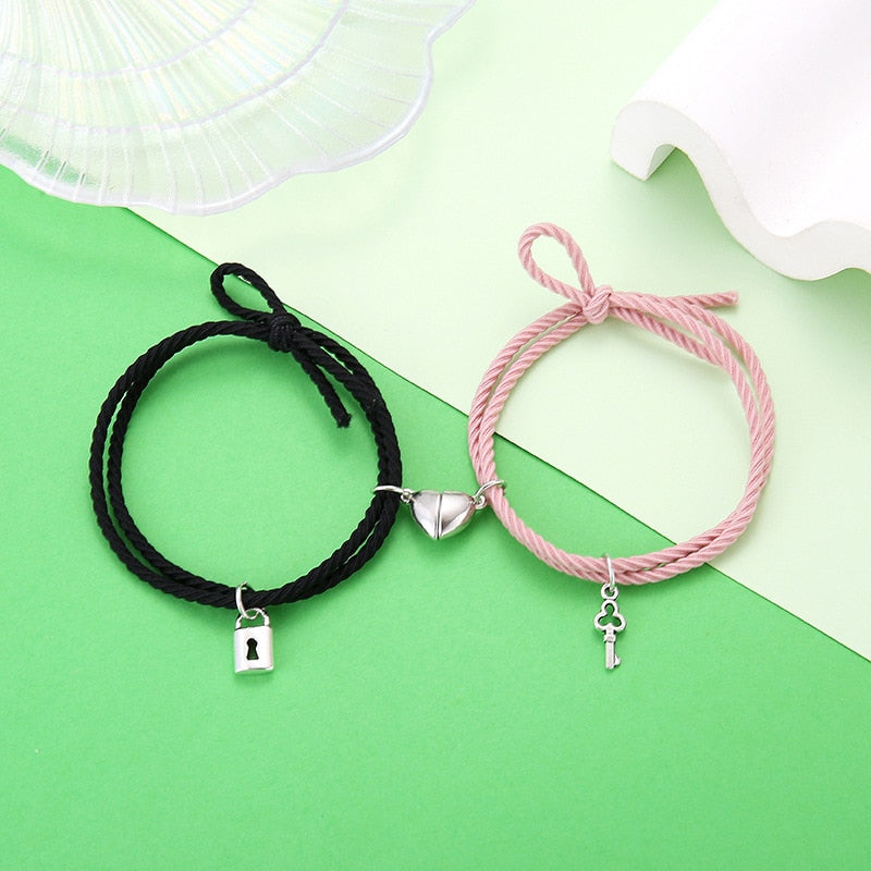 Magnet Paired Bracelet For Lovers Distance Couple Braslet For Women Men Braided String Brazalete Minimalist Jewelry Gift