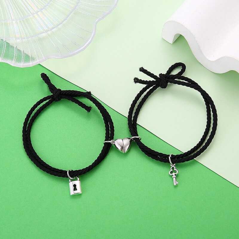 Magnet Paired Bracelet For Lovers Distance Couple Braslet For Women Men Braided String Brazalete Minimalist Jewelry Gift