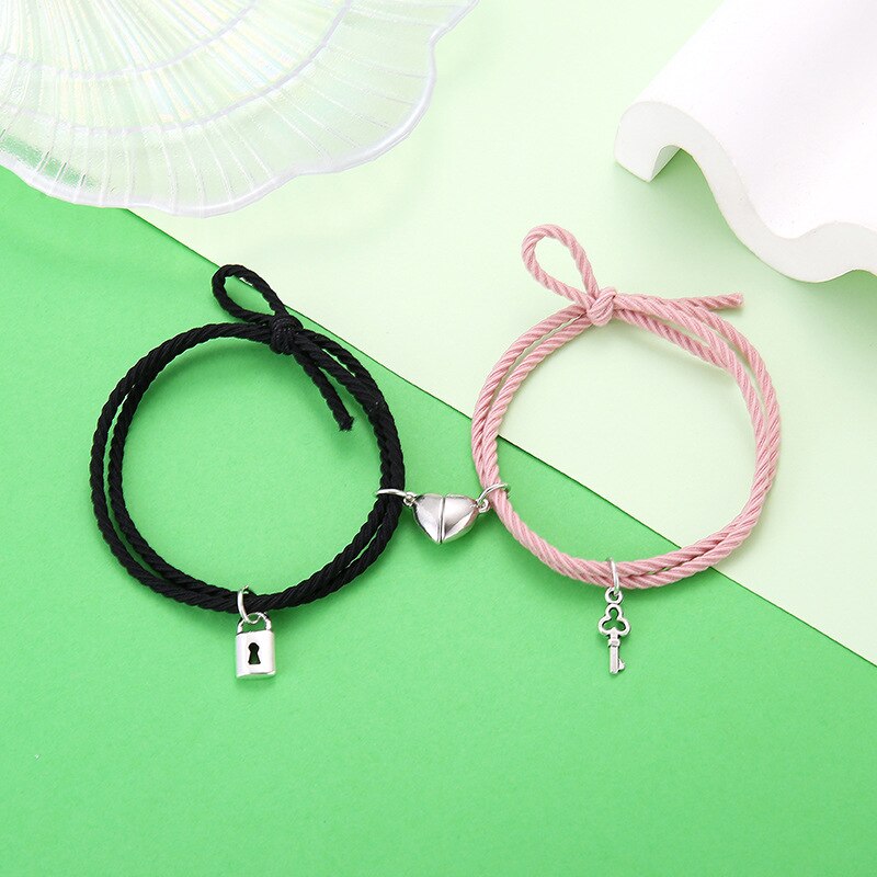 Magnet Paired Bracelet For Lovers Distance Couple Braslet For Women Men Braided String Brazalete Minimalist Jewelry Gift