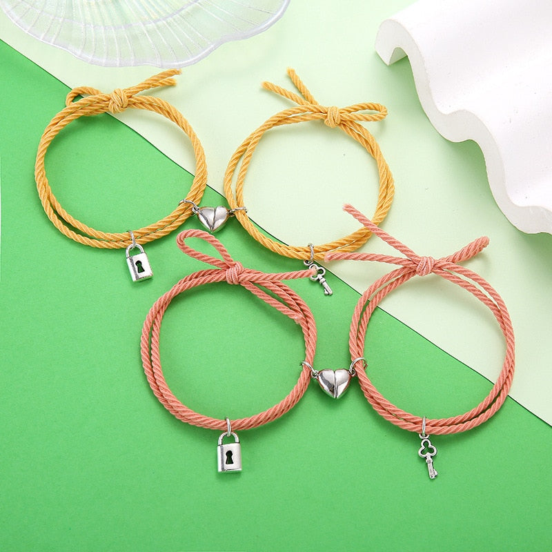 Magnet Paired Bracelet For Lovers Distance Couple Braslet For Women Men Braided String Brazalete Minimalist Jewelry Gift
