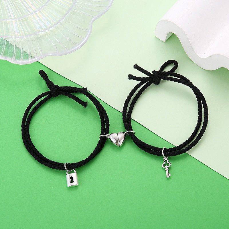 Magnet Paired Bracelet For Lovers Distance Couple Braslet For Women Men Braided String Brazalete Minimalist Jewelry Gift