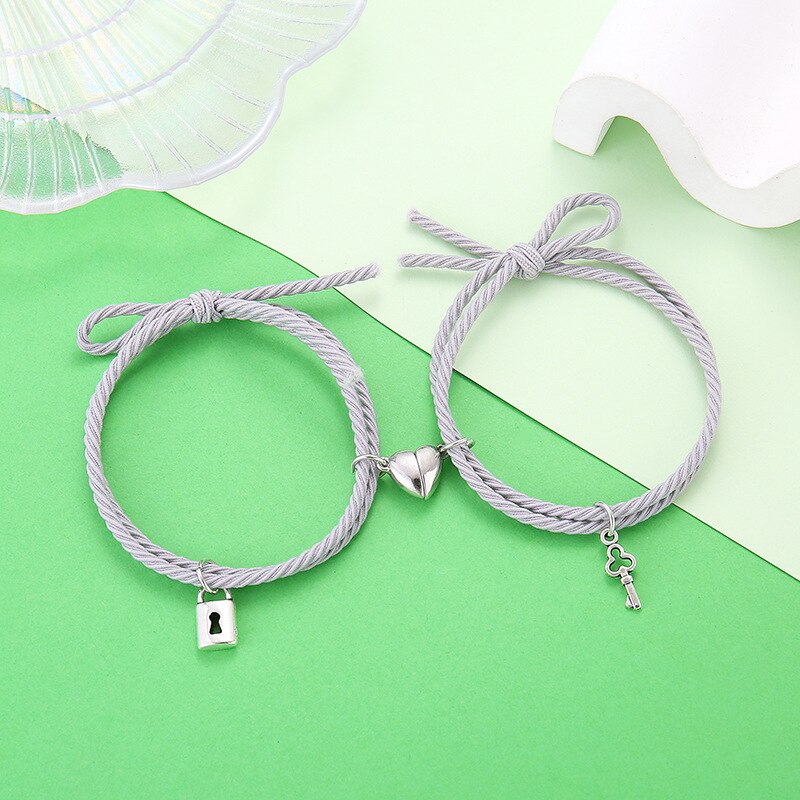 Magnet Paired Bracelet For Lovers Distance Couple Braslet For Women Men Braided String Brazalete Minimalist Jewelry Gift