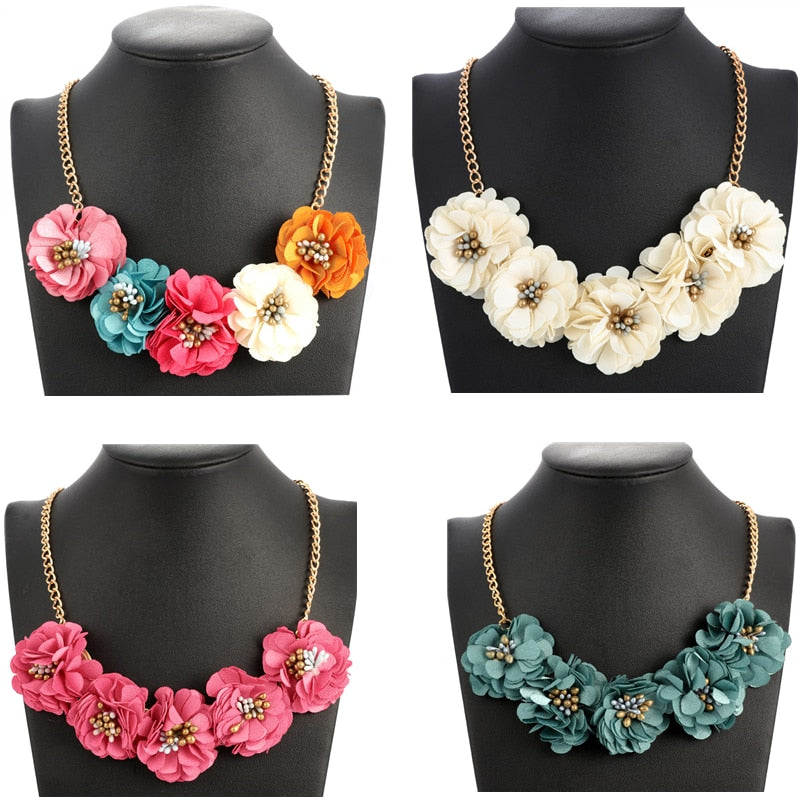 Maxi Necklaces Gold Box Chain Women Necklace Statement Necklaces & Pendants Flower Necklace For Women Summer Jewelry