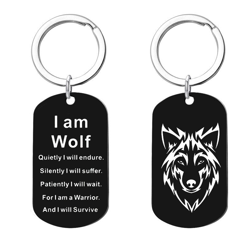 Men Women's Stainless Steel Wolf Head Dog Tag Pendant Necklace Gift