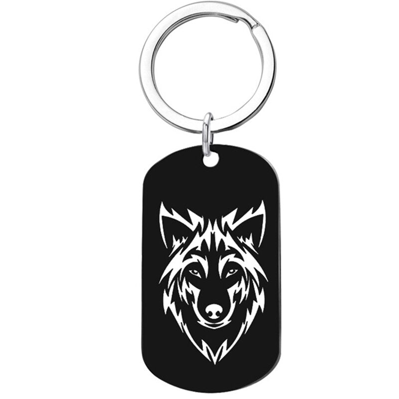 Men Women's Stainless Steel Wolf Head Dog Tag Pendant Necklace Gift