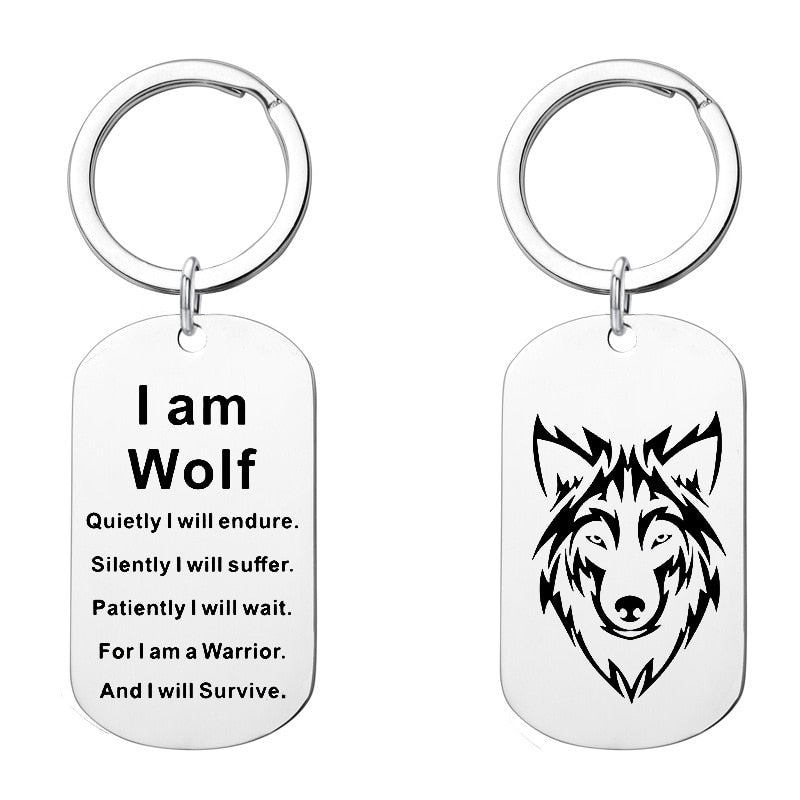 Men Women's Stainless Steel Wolf Head Dog Tag Pendant Necklace Gift