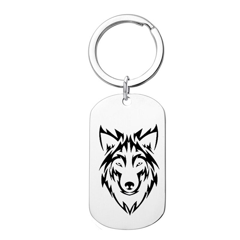 Men Women's Stainless Steel Wolf Head Dog Tag Pendant Necklace Gift
