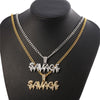 Men's Bling Bling Savage Letter Necklace & Pendant Shiny Ice Out Link Chain Necklace Choker Hip Hop Jewelry for Men