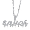 Men's Bling Bling Savage Letter Necklace & Pendant Shiny Ice Out Link Chain Necklace Choker Hip Hop Jewelry for Men