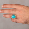 Men's Natural Turquoise Ring Vintage 925 Silver Gold Plated Ring Punk Biker Party Band Jewelry