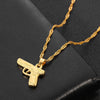Mens Boys Necklaces Hand Pistol Gun Pendant Necklace Men Biker Black Gold-color Hip Hop Colar Jewelry