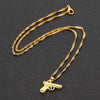 Mens Boys Necklaces Hand Pistol Gun Pendant Necklace Men Biker Black Gold-color Hip Hop Colar Jewelry