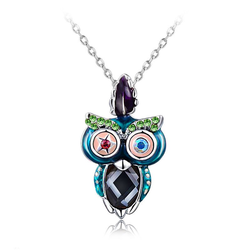 Fashion Metal Colorful Style Women Pendant Necklaces Owl Link Chain Sweater Chain Dress Accessory Jewelry A504