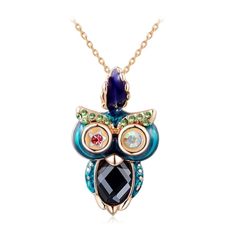 Fashion Metal Colorful Style Women Pendant Necklaces Owl Link Chain Sweater Chain Dress Accessory Jewelry A504