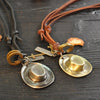 Metal Cowboy Hat Pendant Pull Adjustment Personality Hat Pendant Cowhide Necklace Personality Boyfriend Gift