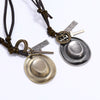 Metal Cowboy Hat Pendant Pull Adjustment Personality Hat Pendant Cowhide Necklace Personality Boyfriend Gift