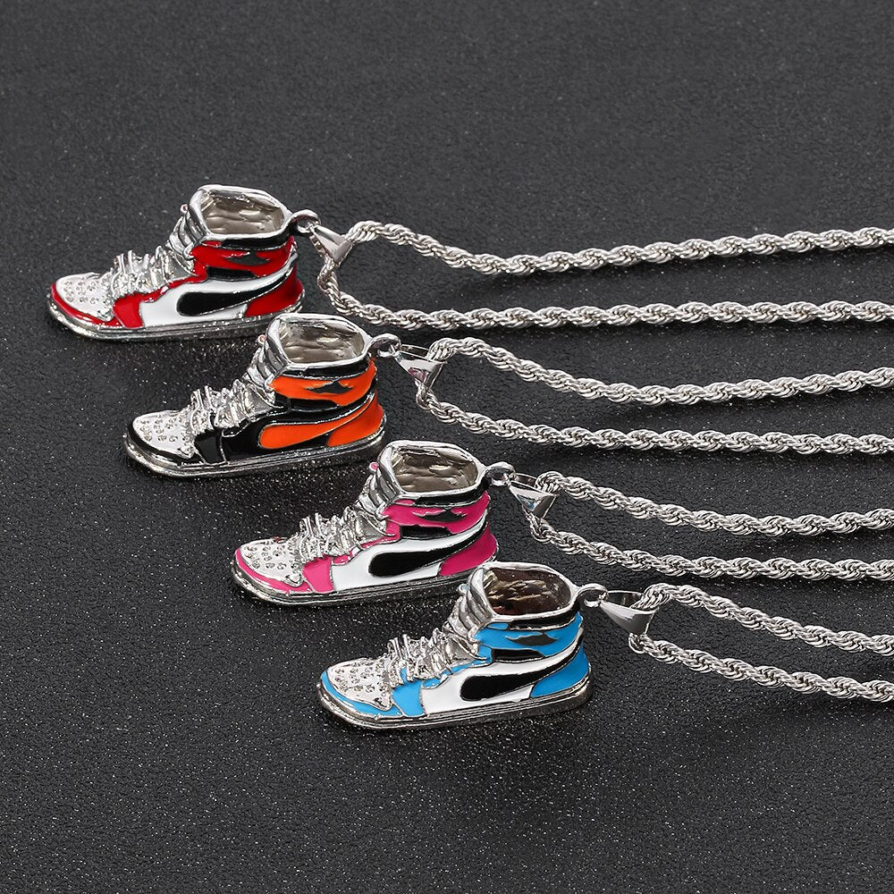 Mini Hip-hop Sneaker Pendant Necklace Cool Collar Male Street Style Rapper Necklace Gift for Friend