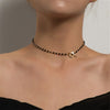 Minimalist Black Crystal Beaded Necklace Simple Hip-hop Flower OT Buckle Clavicle Chain Female Suitable For Party Dance