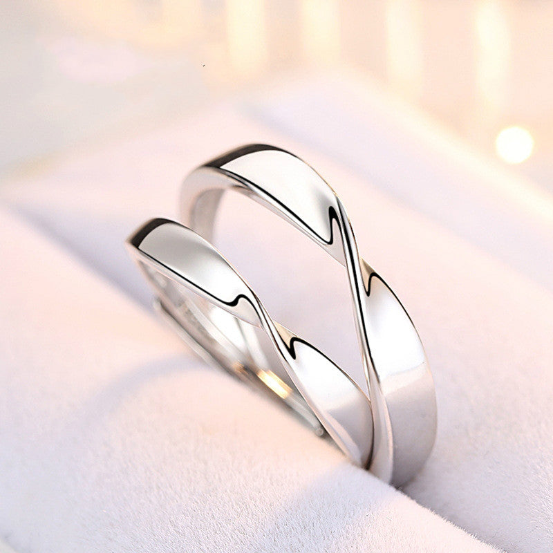 Fashion Mobius Ring Wave S925 Sterling Silver Rings for Man or Women Adjustable Love Rings for Couples