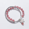 Fashion Multi Circles Natural Strawberry Quartz Bracelet LAN CAI 925 Sterling Sliver Beads&Flower Pendant Handmade Bracelet for