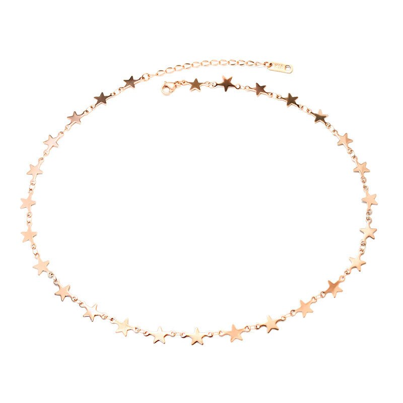 Multi Five Pointed Star Pendant For Women Jewelry  316l Stainless Steel Choker Necklaces Bijoux Birthday Gifts