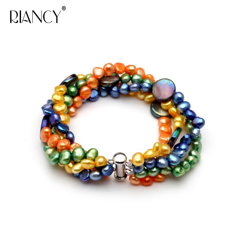 Fashion Multicolor pearl multi-layer bracelet simple European and American style Baroque pearl bracelet send girl