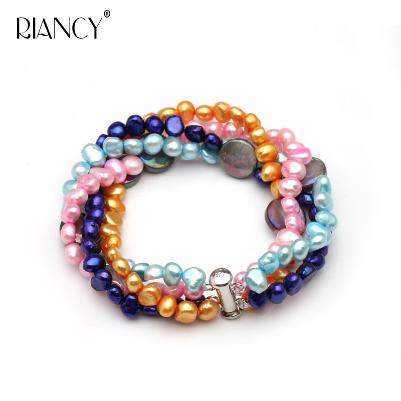 Fashion Multicolor pearl multi-layer bracelet simple European and American style Baroque pearl bracelet send girl