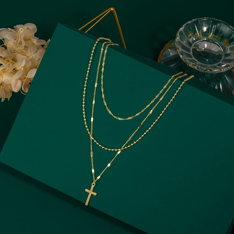 Multilayer Necklaces Pendants Vintage Moon Choker Cross Necklace For Women Female Party Punk Statement  Jewelry Bohemia