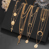 Multilayer Necklaces Pendants Vintage Moon Choker Cross Necklace For Women Female Party Punk Statement  Jewelry Bohemia