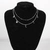 Multilayer Stainless Steel Endant Women Gold Silver Color Beads Moon Star Horn Crescent Double Chain Choker Necklaces