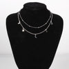 Multilayer Stainless Steel Endant Women Gold Silver Color Beads Moon Star Horn Crescent Double Chain Choker Necklaces