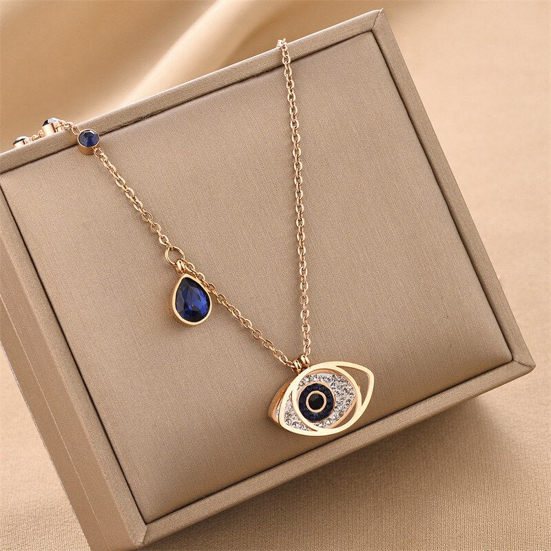 Multilayer Turkish Evil Eyes Necklaces For Women Bohemian Devil Pendant Necklaces Choker Vintage Beads Party Jewelry New
