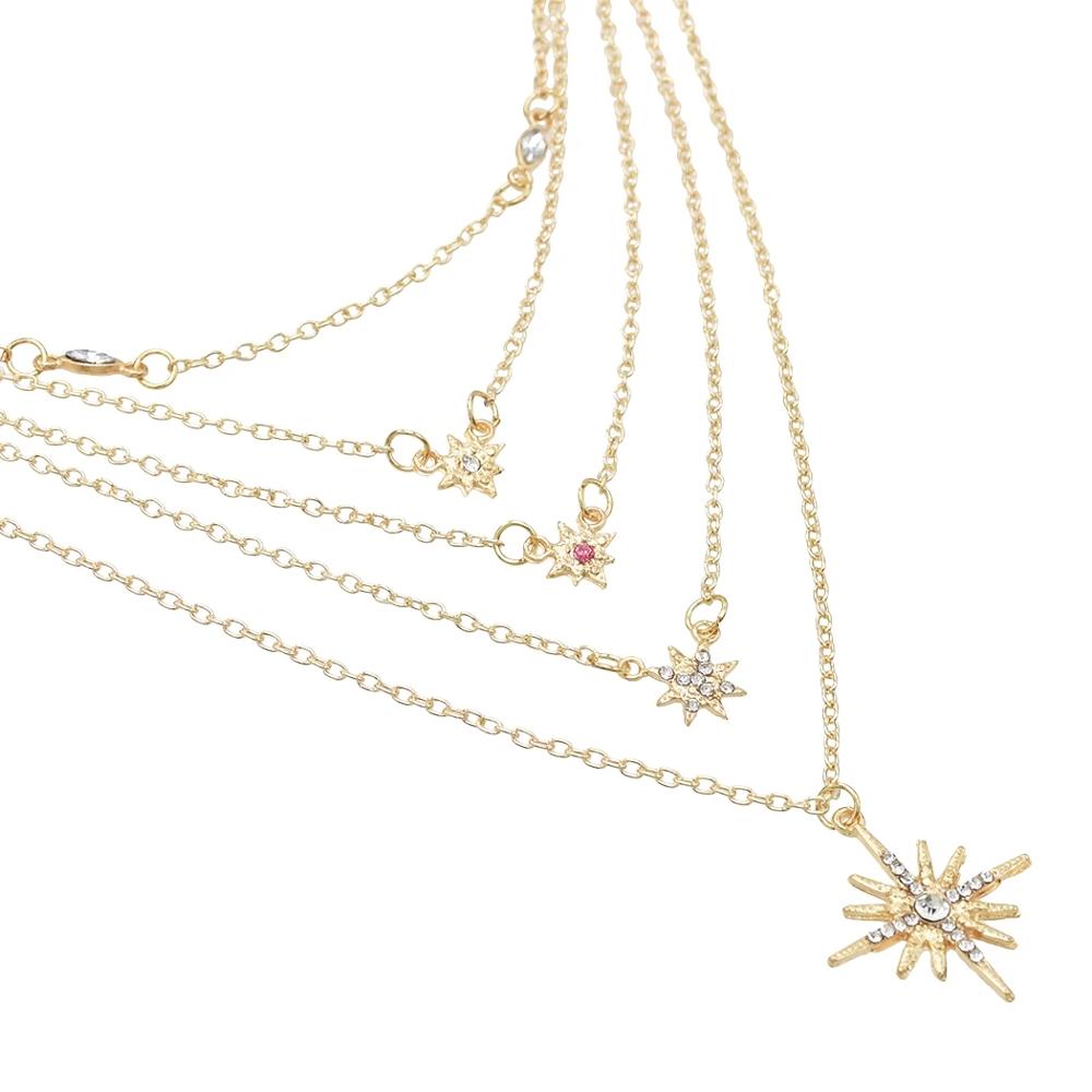 Multiple Layers Cross Necklaces For Women Charm Gold Color Chokers Necklace Boho Collares Female Party Jewelry.