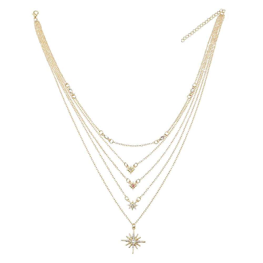 Multiple Layers Cross Necklaces For Women Charm Gold Color Chokers Necklace Boho Collares Female Party Jewelry.