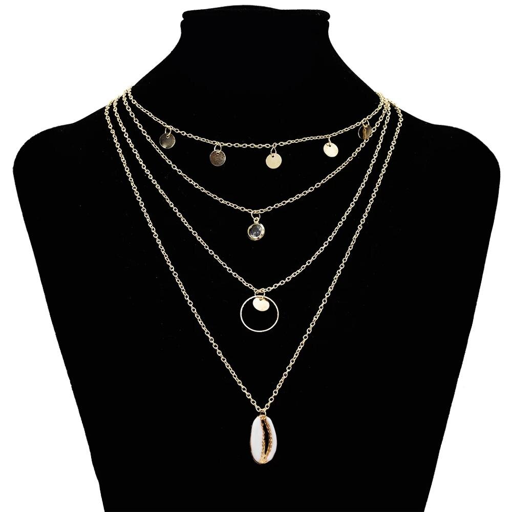 Multiple Layers Cross Necklaces For Women Charm Gold Color Chokers Necklace Boho Collares Female Party Jewelry.