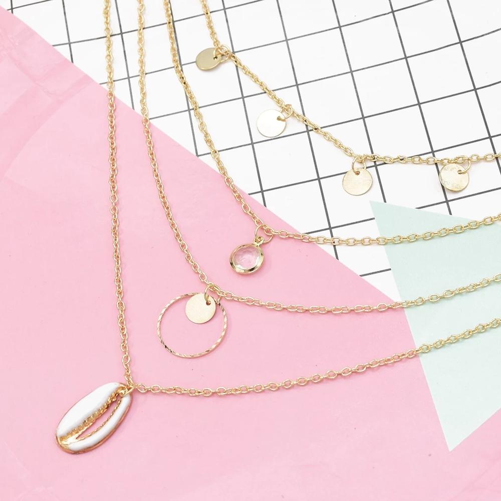 Multiple Layers Cross Necklaces For Women Charm Gold Color Chokers Necklace Boho Collares Female Party Jewelry.