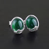 Fashion Natural Agate/Chalcedony Gemstone 925 Sterling Silver Stud Earrings