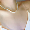 Natural Freshwater Pearl Necklace Women's French Style Elegant Temperament Clavicle Chain Beaded Choker Vintage Jewelry