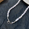 Natural Freshwater Pearl Necklace Women's French Style Elegant Temperament Clavicle Chain Beaded Choker Vintage Jewelry