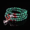 Fashion Natural Malachite and Red Stone Stone 108 Beads Beaded Strand Bracelets Tibetan Rosary Buddhism Prayer Beads