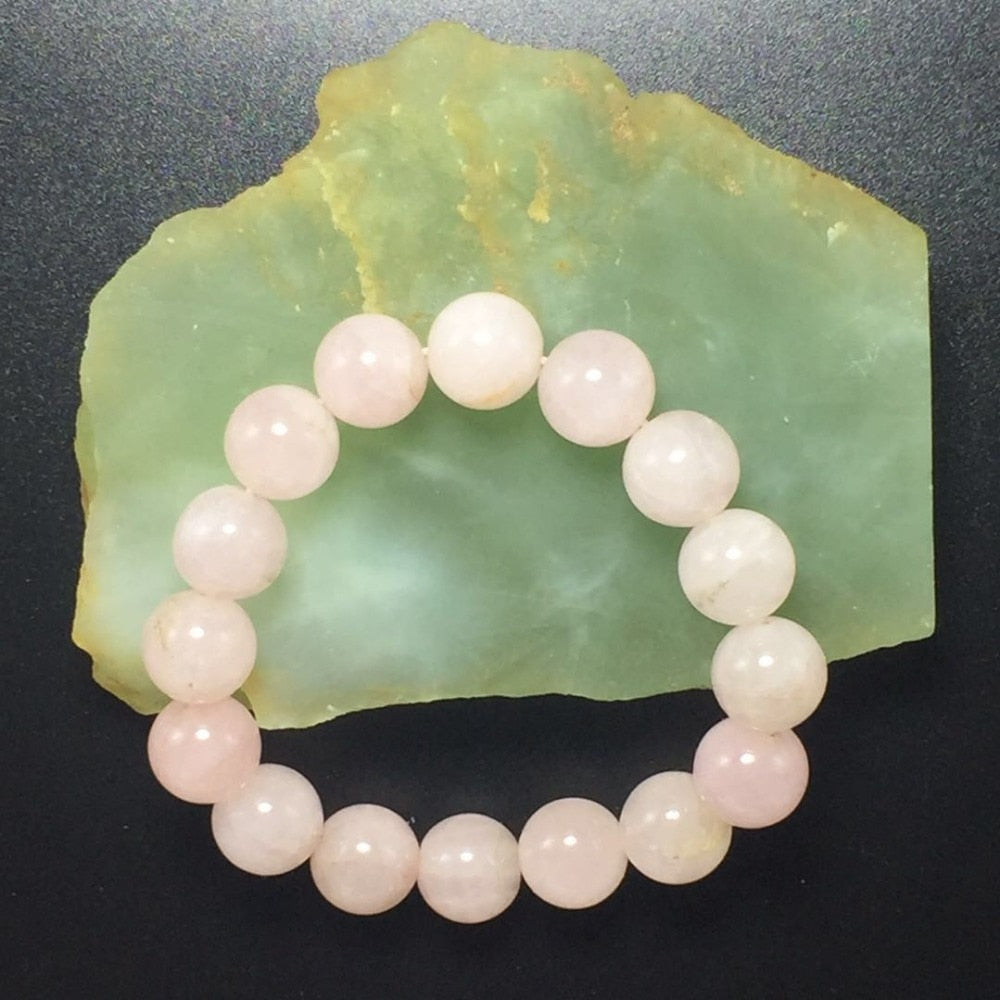 Fashion Natural Stone Cute 12Mm Pink Beads Bracelet Bangle For Women Opal Bracelet Jewelry Beads Bracelets Female Christmas Gift