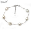 Fashion Natural adjustable pearl Bracelets For Women 925 sterling silver jewelry silver chain pearl Bracelets Gifts