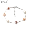 Fashion Natural adjustable pearl Bracelets For Women 925 sterling silver jewelry silver chain pearl Bracelets Gifts