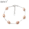 Fashion Natural adjustable pearl Bracelets For Women 925 sterling silver jewelry silver chain pearl Bracelets Gifts
