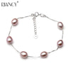 Fashion Natural adjustable pearl Bracelets For Women 925 sterling silver jewelry silver chain pearl Bracelets Gifts