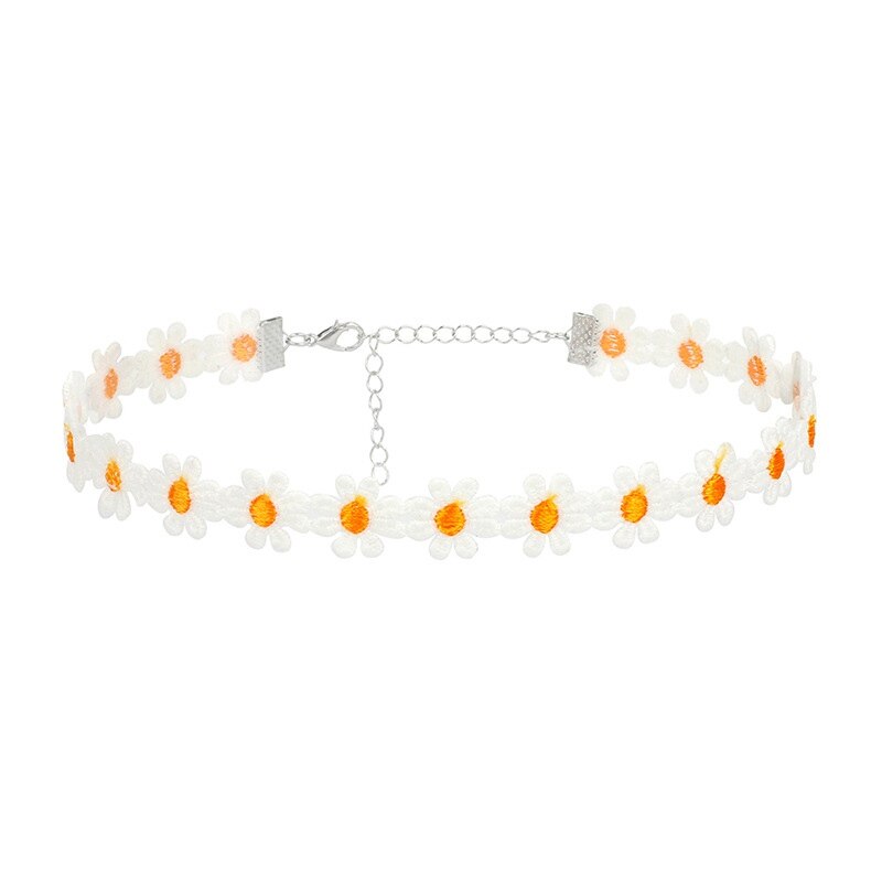Necklace Accessories South Korea's Mori Small Fresh Color Matching Daisy Lace  Hand-woven Girl Sweet Flower Necklace