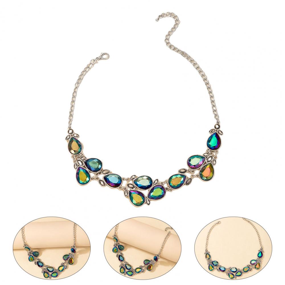 Necklace Exquisite Comfy Single Layer Bright Color Faux Crystal Necklace Chain Choker Necklace Necklace