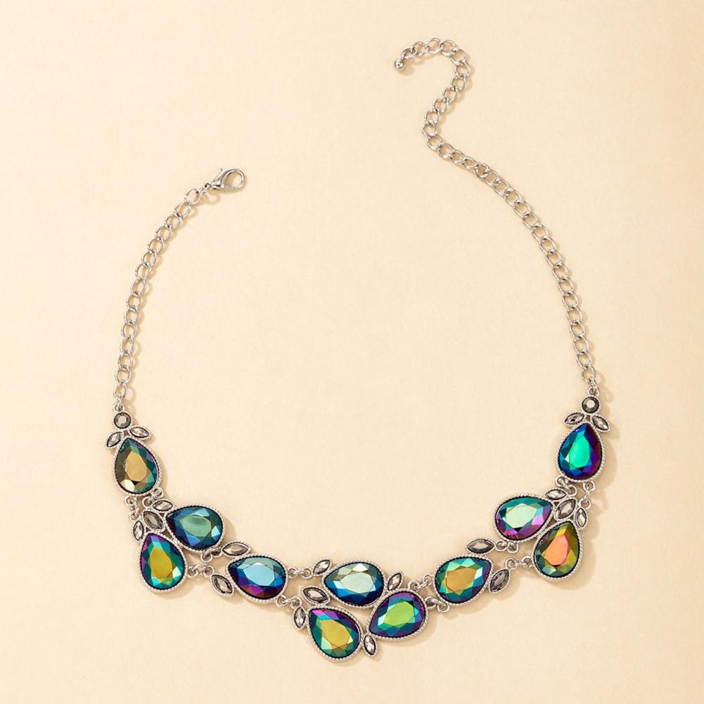 Necklace Exquisite Comfy Single Layer Bright Color Faux Crystal Necklace Chain Choker Necklace Necklace