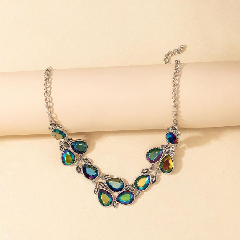 Necklace Exquisite Comfy Single Layer Bright Color Faux Crystal Necklace Chain Choker Necklace Necklace