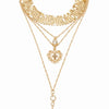 Necklaces Pendants for Women Gold Long Necklace Multilayer Exaggerated Hearts Cross Sequent Multielement Choker Necklace